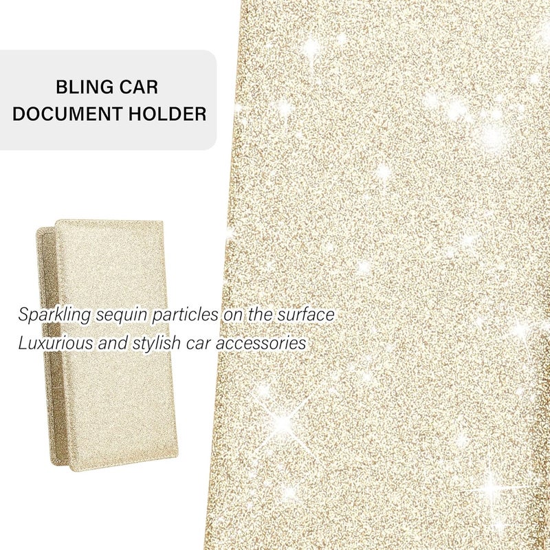 Stacool Bling Car Registration and Insurance Holder with Magnetic Clasp,PU Leather Car Organizers for ID,Bank Cards,Universal Glove Box Organizer Car Accessories Interior for Most Cars (Gold) - Image 4